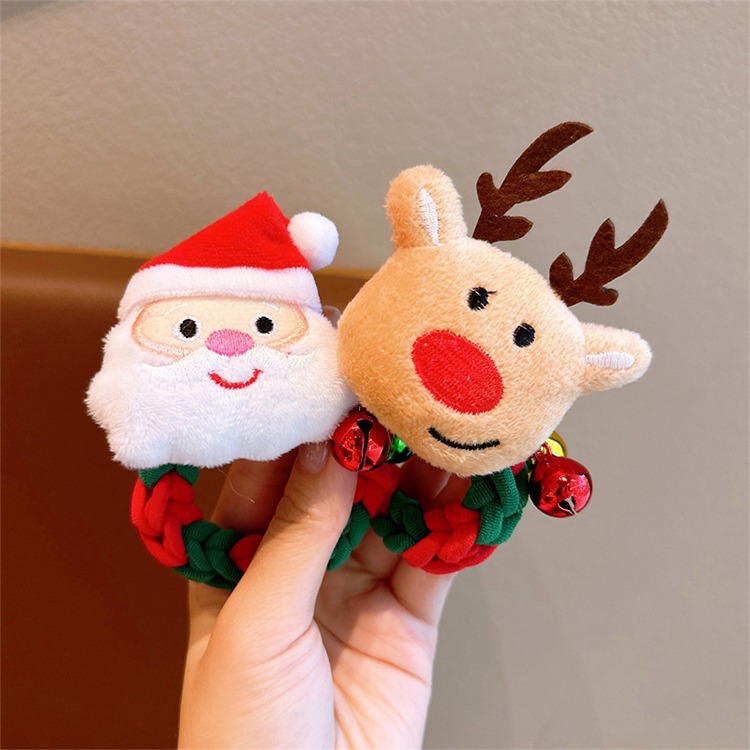 Navidad transfronteriza joyas para el cabello de Papá Noel adolescente trenzando el cabello anillo de pelo cabeza de bola de alta elasticidad correa de goma para niños