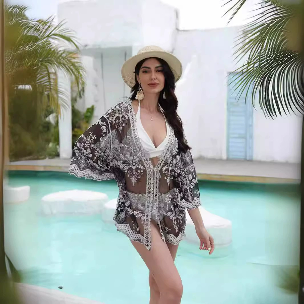 Богемный национальный стиль кружевной кардиган модный