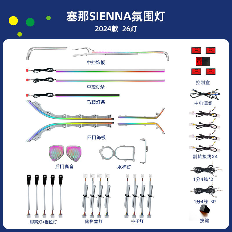 Toyota Car Ambient Light for Toyota Sienna 2024-2025 (Panel (Dashboard) işıqlandırması) - sienna-2024-2025-26-lights