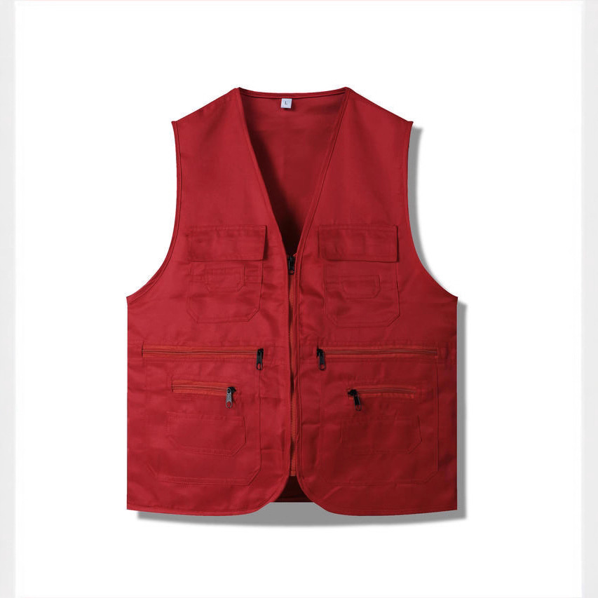 Reportero de pesca al aire libre, chaleco, logotipo para hombres y mujeres, fotografía, ropa de trabajo, chaleco, logotipo bordado, bolsillos múltiples al por mayor