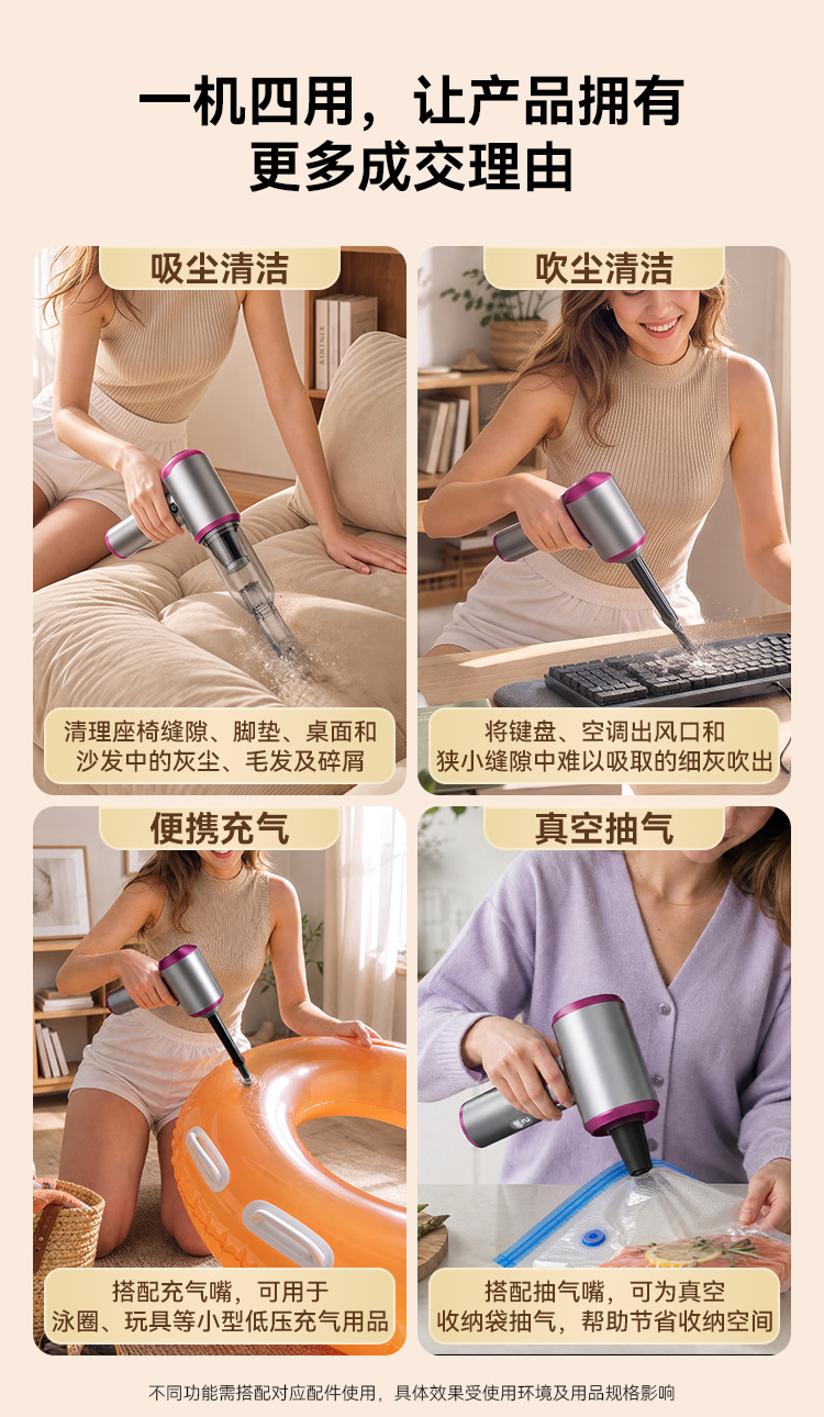 [Premium Selection] Car Vacuum Cleaner: High Suction, Blow & Vacuum in One, Handheld, Portable, Rechargeable, for Home and Car Use