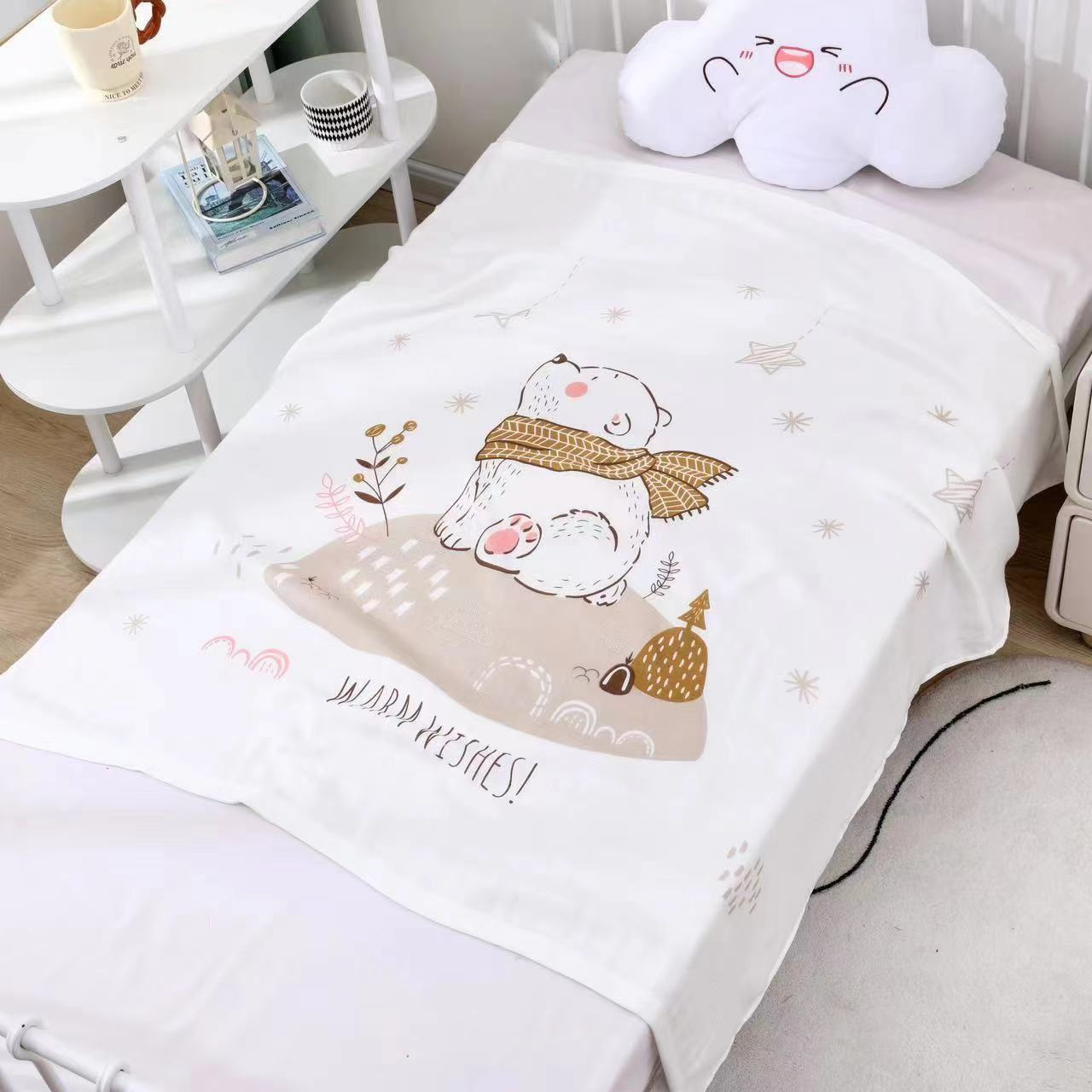 Toalla de baño para bebés fibra de bambú gasa de doble capa edredón recién nacido jardín de infantes Toalla de impresión manta edredón para bebés