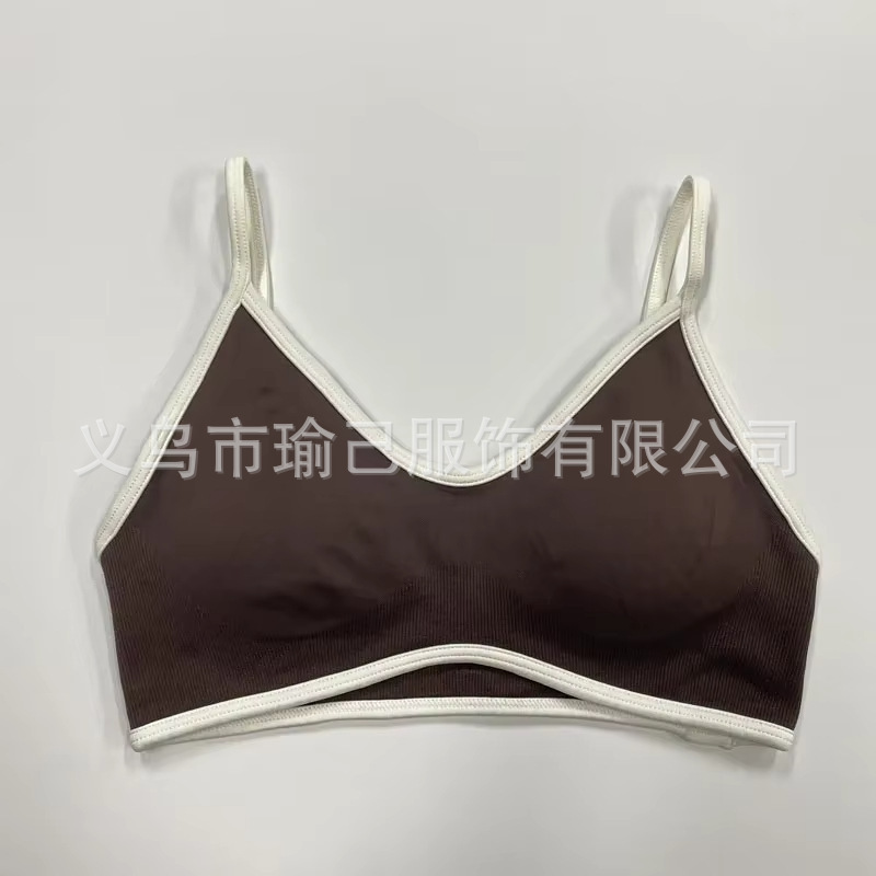 跨境新款撞色吊带运动内衣户外健身瑜伽上衣运动背心防震瑜伽文胸|undefined