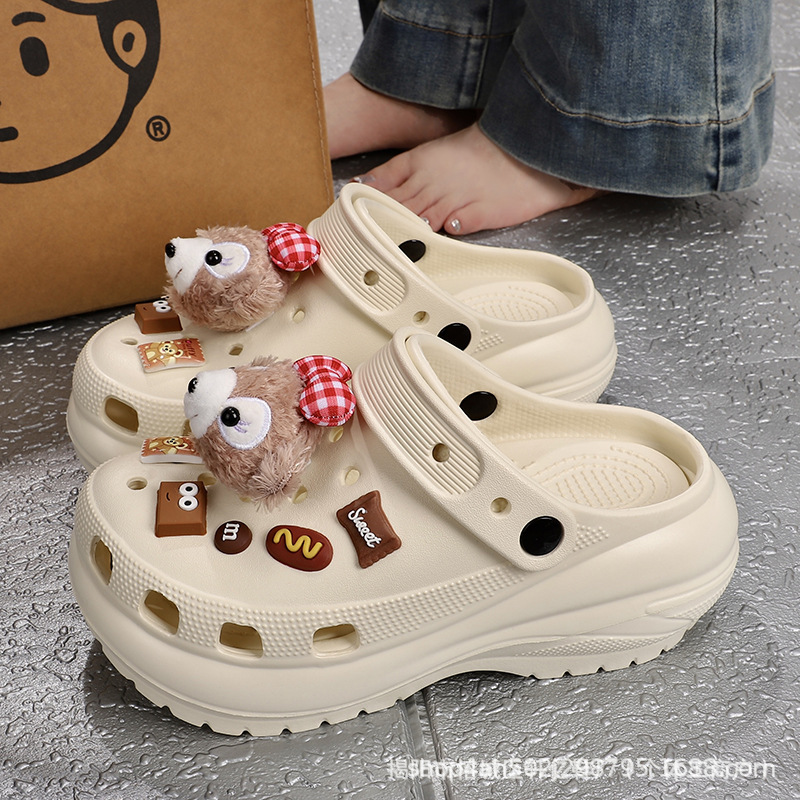 Non-Slip Clogs, Height-Increasing Shoes for Women, Summer DIY Accessories, Thick-Soled Toe-Toe Beach Sandals and Slippers