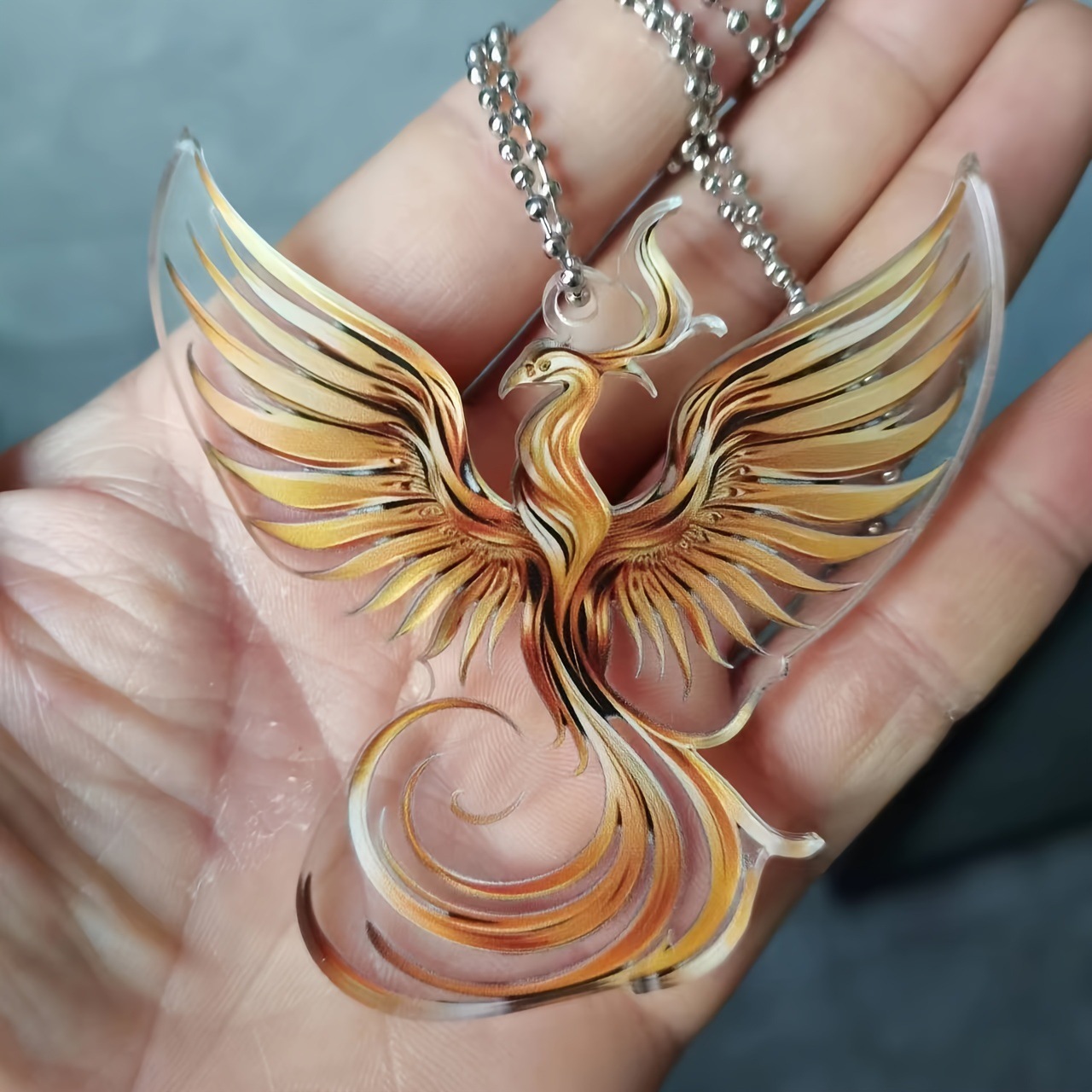 Nuevos productos transfronterizos de oro Phoenix acrílico accesorios de automóviles de moda mochila colgante colgante llavero colgante