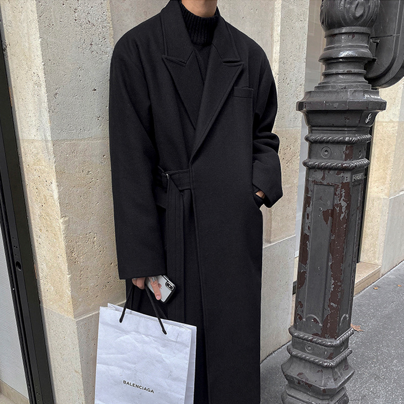 MYQ abrigo de lana de los hombres de media longitud Otoño e Invierno engrosada estilo coreano moda suelta de doble cara abrigo de lana