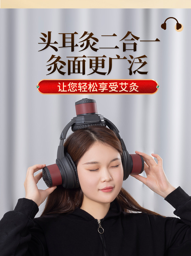Ear and Head Moxibustion Device with 30 Moxa Sticks and Brush for Baihui Point Wellness overview