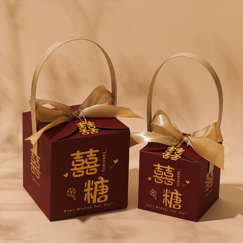 Caja de dulces de boda Boda 2024 Nuevo caramelo portátil de alta gama Empaquetado de dulces de boda Caja de regalo Bolsa vacía