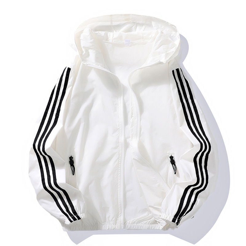 Summer Explosions Nylon Ice Silk Sun Protection Clothing Men's Casual Three Bar Quick-drying Sports Fishing Hooded Sun Protection Clothing Men's