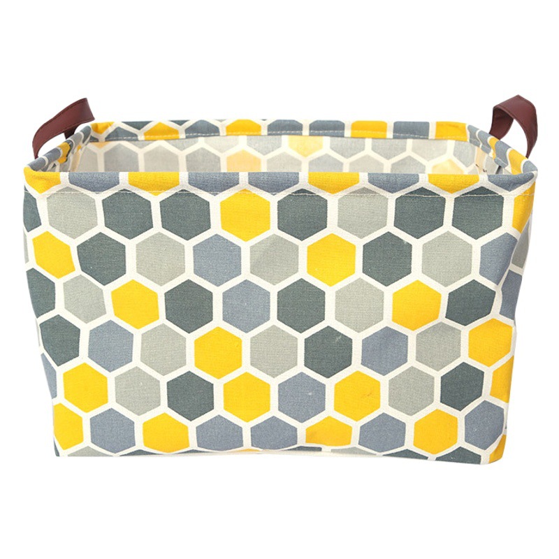 Pequeño algodón fresco y lino con mango escritorio cesta caja de almacenamiento gabinete ropa pequeña cesta de almacenamiento de tela