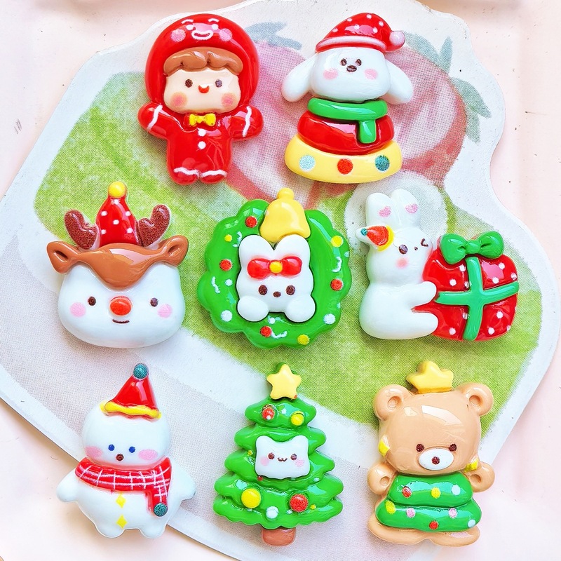 クリスマス新商品樹脂アクセサリー漫画クリームゴム携帯ケースクリスマス雪だるまヘラジカ冷蔵庫アクセサリー|undefined