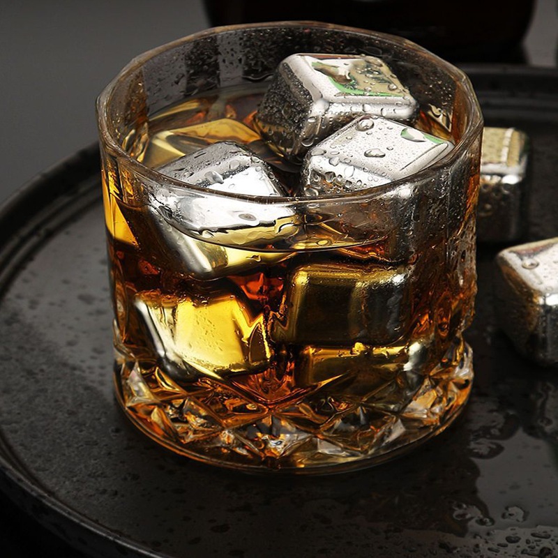 304 Stainless Steel Quick-Freezing Square Ice Cubes, Household Ice Wine Stone, Red Wine Cycle Cooling Ice Cubes, Cooling Gadget Wholesale