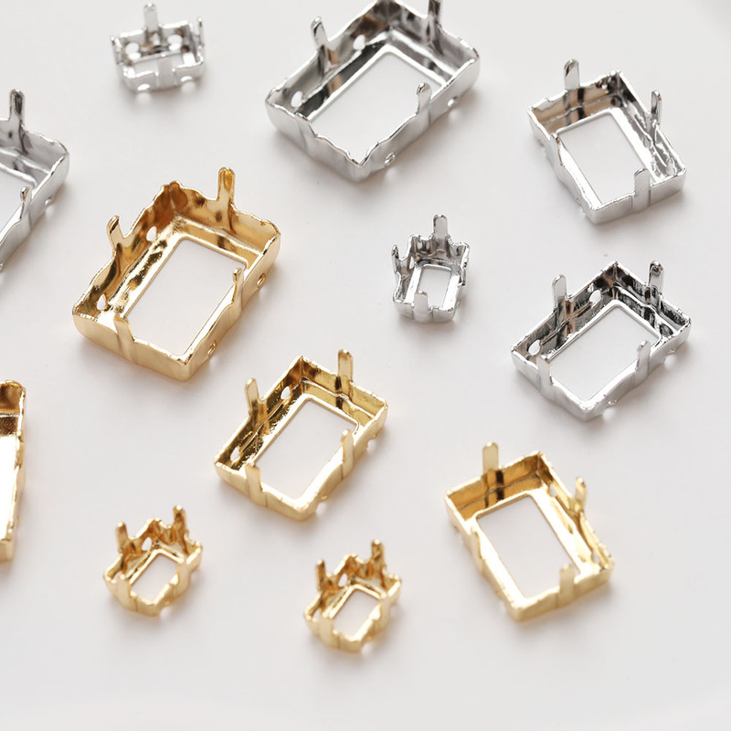 14K Electroplated Real Gold Color-preserving Hand-sewn Diamond Rectangular Brass Base diy Handmade Material Accessories 14K Electroplated Real Gold Color-preserving Hand-sewn Diamond Rectangular Brass Base diy Handmade Material Accessories
