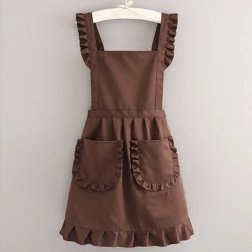 Women's Overalls Apron Maid Dress Work Uniform Office Durable Manicure Shop Kitchen Home Use Cooking Cute Korean Style Waist Apron