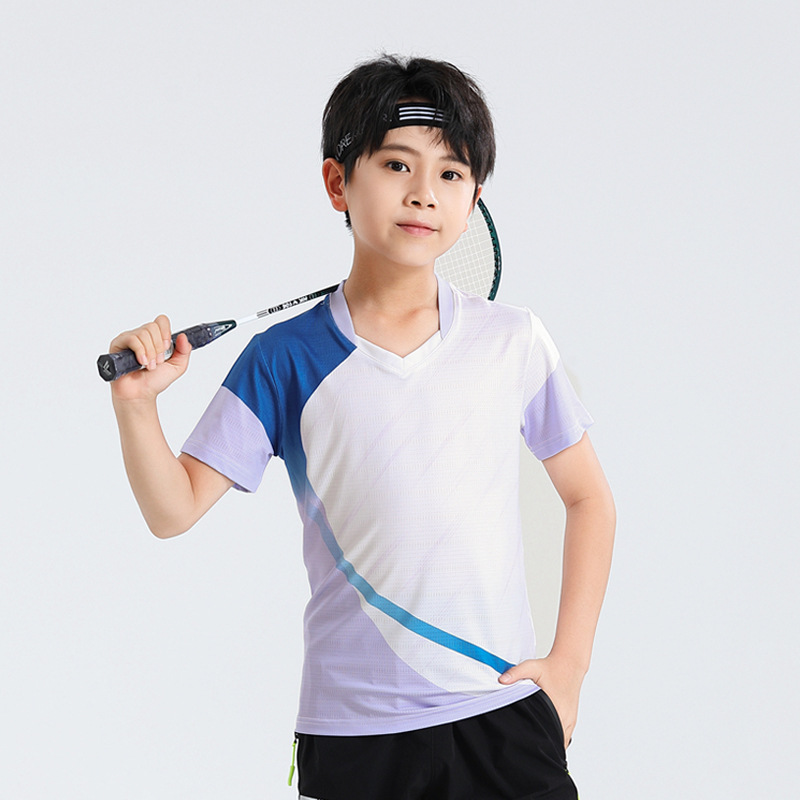 Seco rápido transpirable poliamonio bádminton set hombre y mujer V-cuello chaqueta deportiva para niños logotipo de impresión de adultos