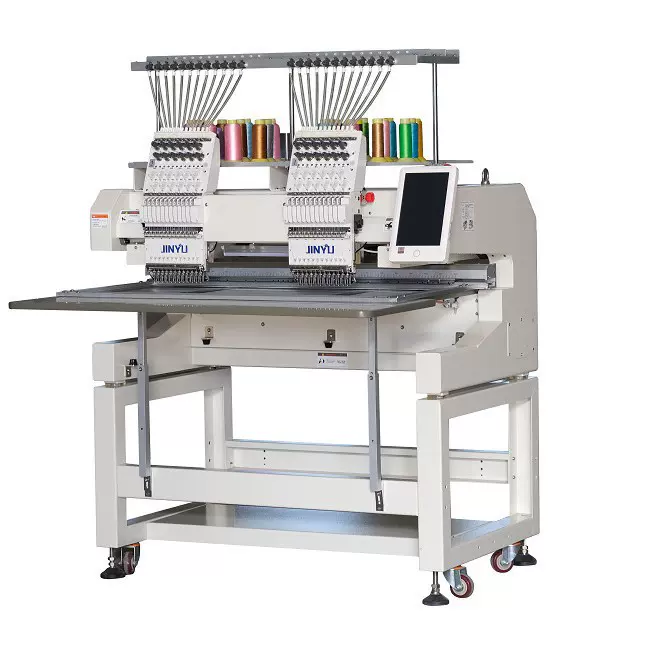 JINYU/金誉绣花机 双头商用成衣绣机帽绣机平绣机 自动电脑绣花机