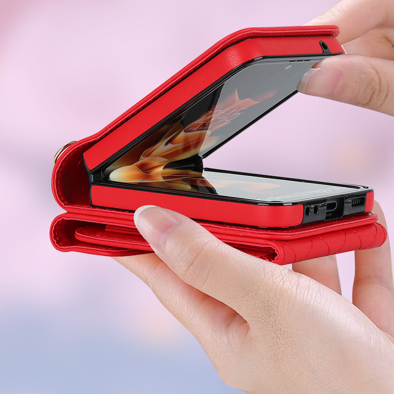 Samsung Flip6 Crossbody Phone Case With Ring And Wallet Cover_voghion.com