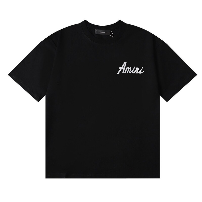 Trendy Amir1 Amiri Simple 95-Color Logo Print High-Quality Double Yarn 95% Cotton Round Neck Short-Sleeve T-Shirt for Men and Women Trendy Amir1 Amiri Simple 95-Color Logo Print High-Quality Double Yarn 95% Cotton Round Neck Short-Sleeve T-Shirt for Men and Women