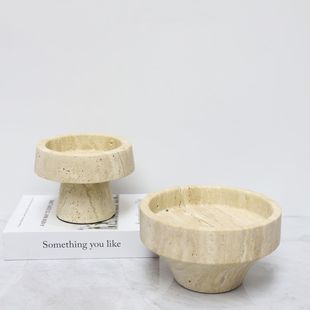 Modern Simple Marble Travertine Fruit Plate Nut Snack Plate Green Plant Succulent Potted Flower Pot Flower Pot Decorative Ornaments