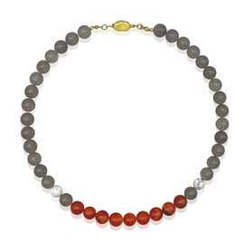 跨境新款天然石玛瑙白松石串珠项链手工水晶珠子颈链百搭潮流2024