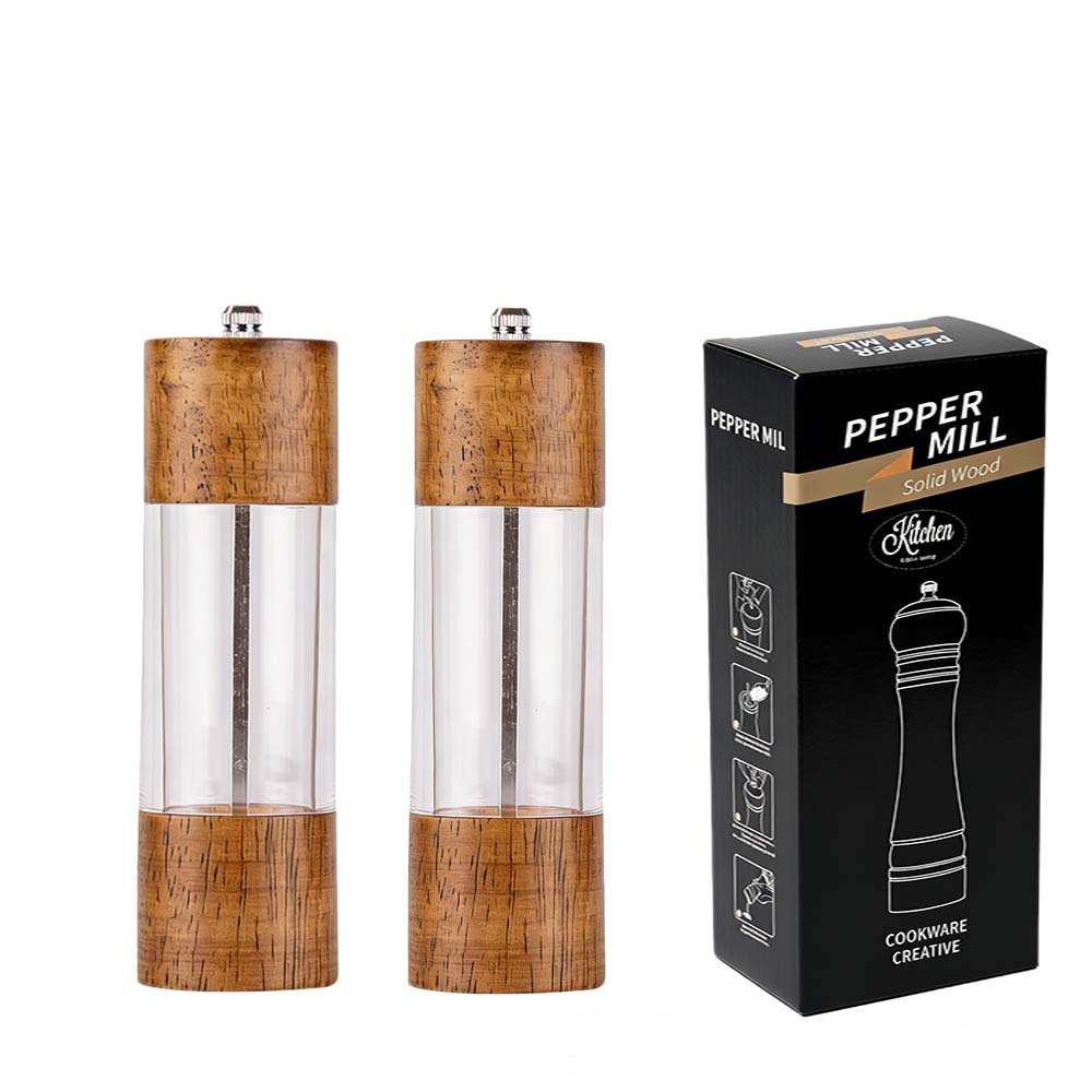 Molino de pimienta de madera núcleo cerámico manual acrílico polvo de pimienta sal marina molino multipropósito herramientas de cocina multipropósito para el hogar