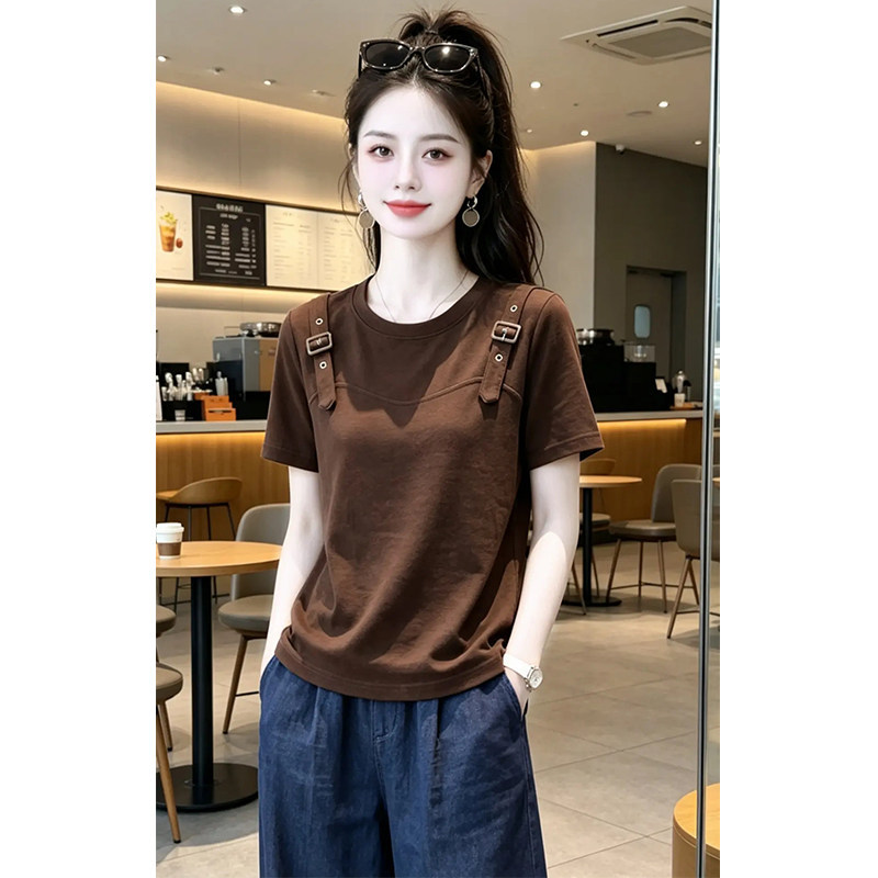 Laiya 1x1 Custom Cut 210g Plus Size Design Short Sleeve T-Shirt for Women, New Summer Fashion Casual Round Neck Top