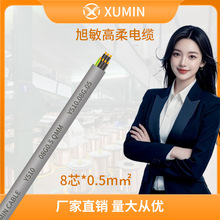 國標RVV控制線灰色純銅現貨截面積8芯PVC護套高柔電纜8*0.5mm