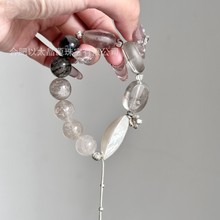 尼泊尔磨砂老水晶绿幽灵兔毛 水晶手链串珠跨境直播社媒源头批发