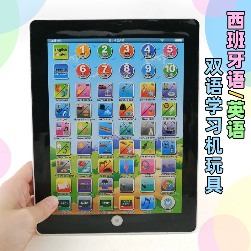 Трансграничная детская испанская английская двуязычная обучающая машина, игрушка для чтения на iPad, планшетный компьютер, раннее образование, игрушка для чтения