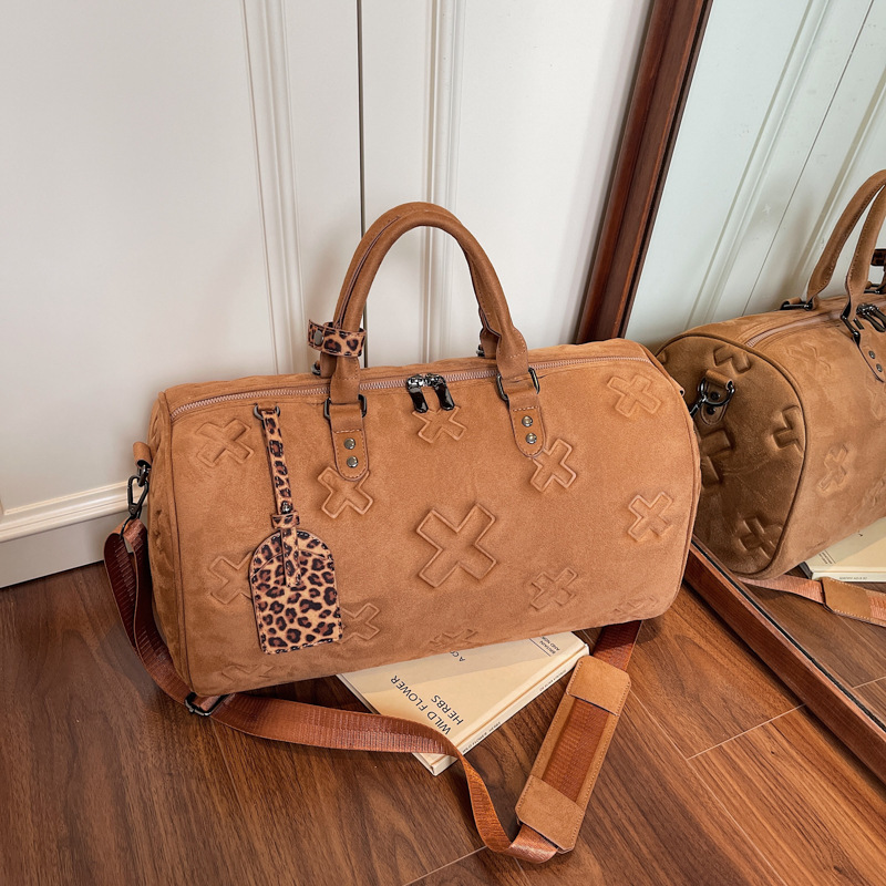 Fashion Indentation Large Capacity Travel Bag Pu Texture Thickened Durable Luggage Bag Multifunctional Yoga Swimming Sports Bag