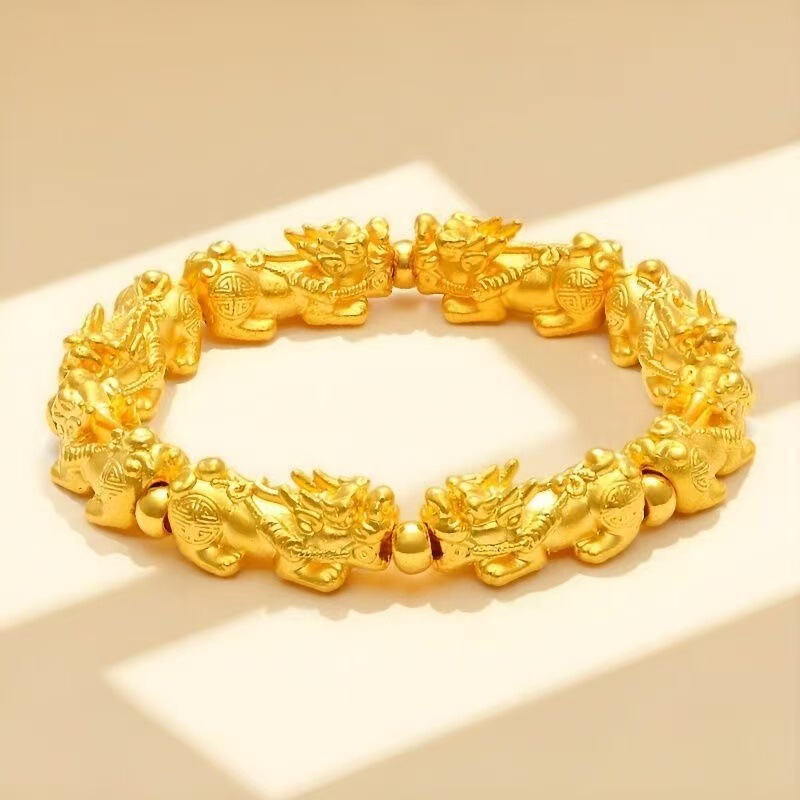 Popular Hong Kong imitation gold Pixiu bracelet for men, dragon bone design, versatile and stylish, boss bracelet, gold-plated chain, gift for dad Popular Hong Kong imitation gold Pixiu bracelet for men, dragon bone design, versatile and stylish, boss bracelet, gold-plated chain, gift for dad