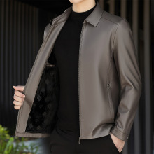 简约柔软舒适2025秋季新款男士中青年翻领休闲爸爸装皮衣新品外套