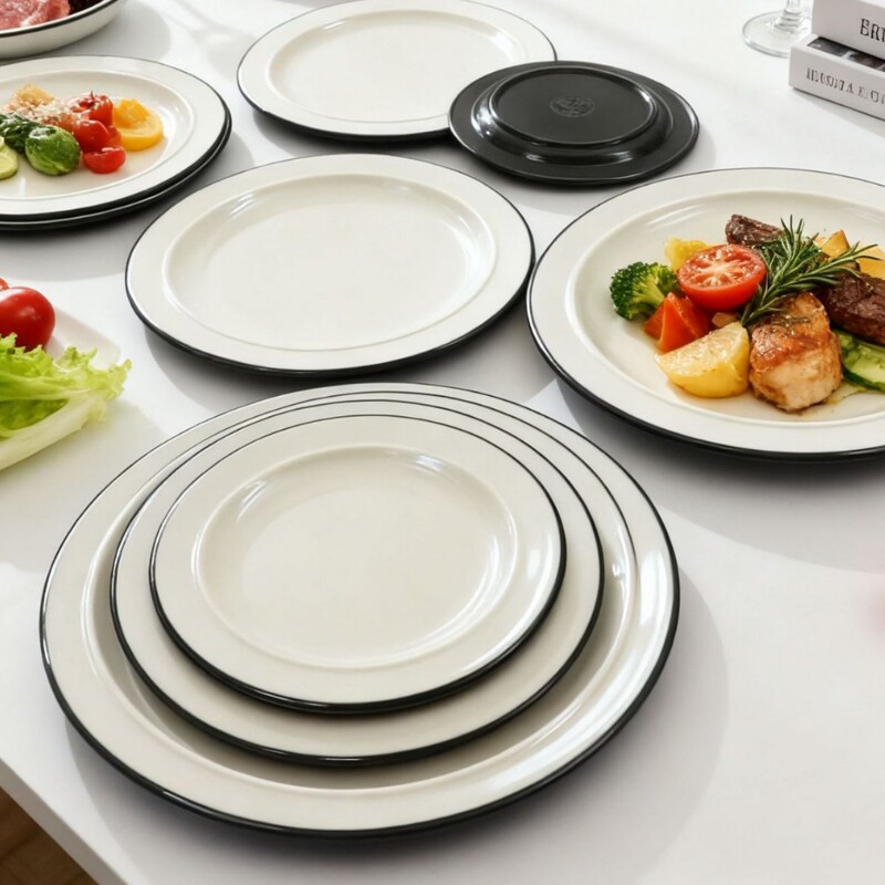 Rose Gold Smoke Gray Wide Edge Shallow Plate Melamine Plate Durable Simple Dinner Plate Crafts Design Rose Gold Smoke Gray Wide Edge Shallow Plate Melamine Plate Durable Simple Dinner Plate Crafts Design