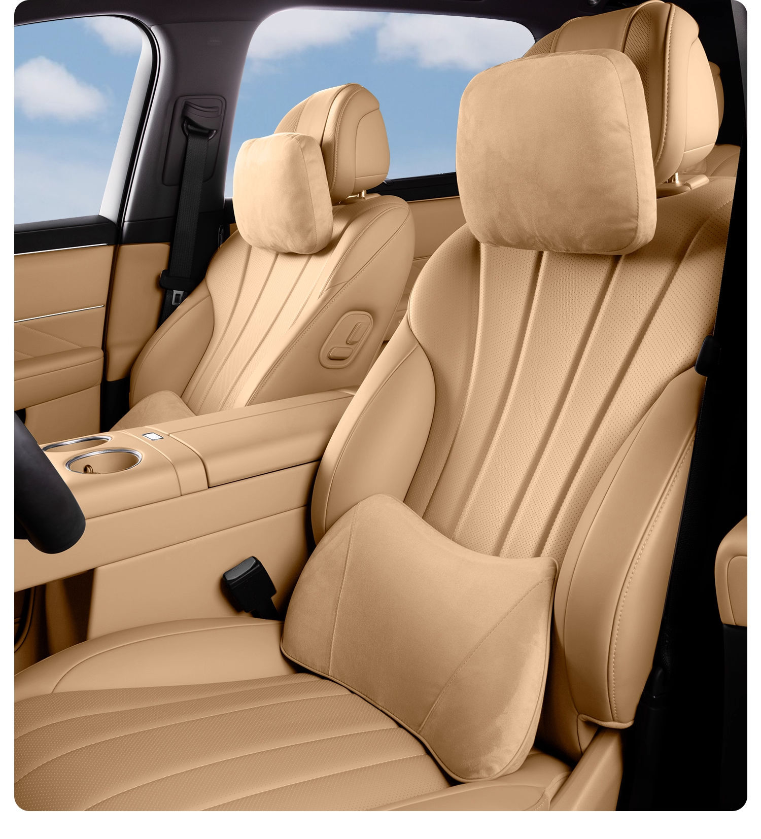 Suitable for 26 Models of Wenjie M8, M9, M7, M5 Cars, Headrest and Lumbar Support with Perforated Breathable Anti-Stain Leather, Car Neck and Lumbar Support Pillow