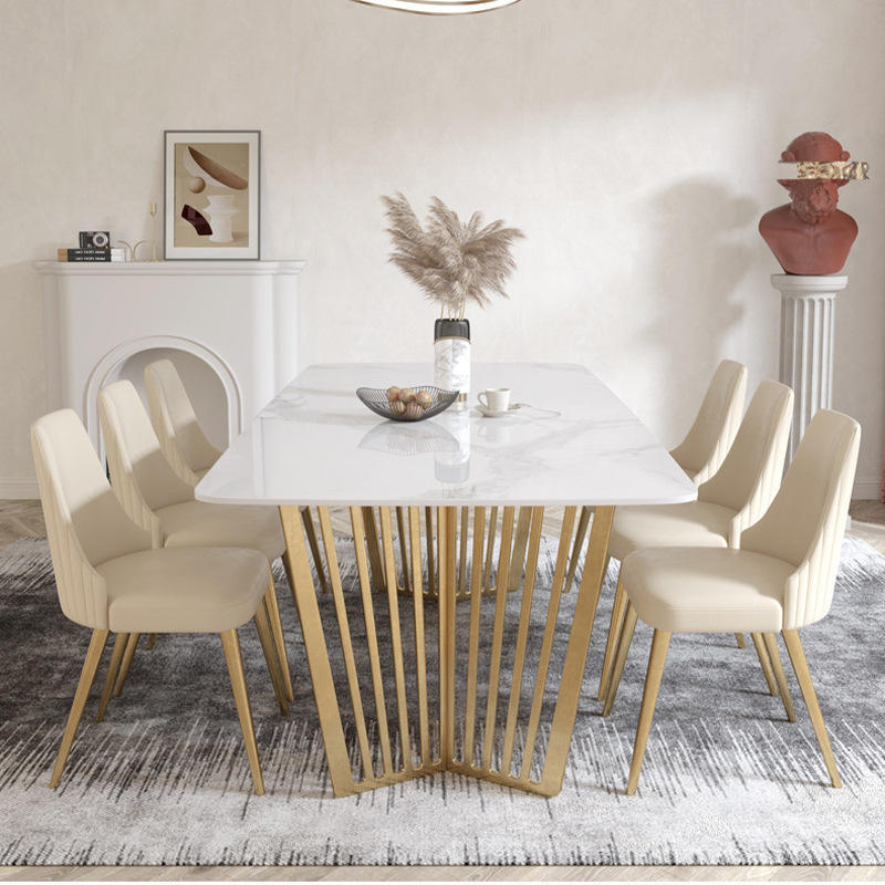 Mesa de comedor de mármol de Wal-Mart de exportación de lujo ligero y de alta calidad Mesa de comedor de mármol moderna