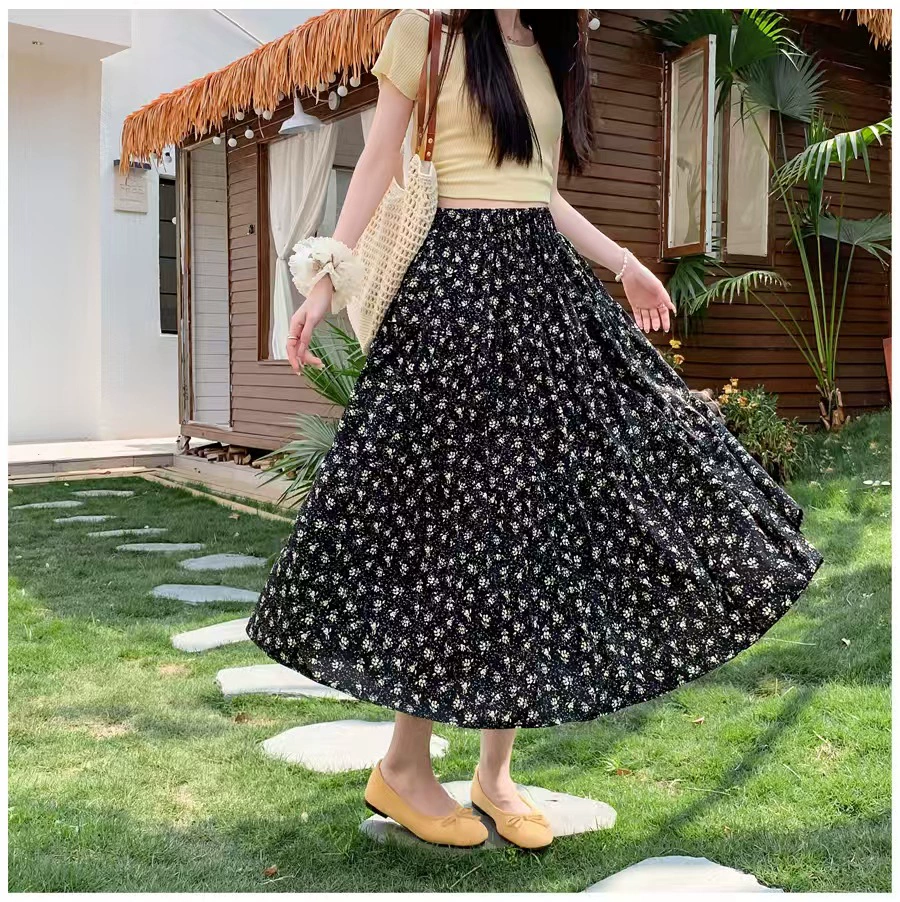 Шифоновая юбка с эластичной резинкой на талии и большим подолом, многослойная юбка-тортик, длинная, новинка лета 2025, корейский стиль, юбка-пачка с подкладкой