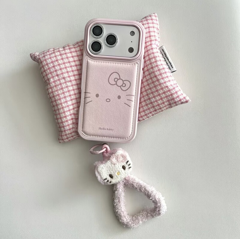 Pink Line Katie Leather Pattern Suitable for Apple 17Promax Cartoon Cute Iphone16Pro Stylish 15 New Style