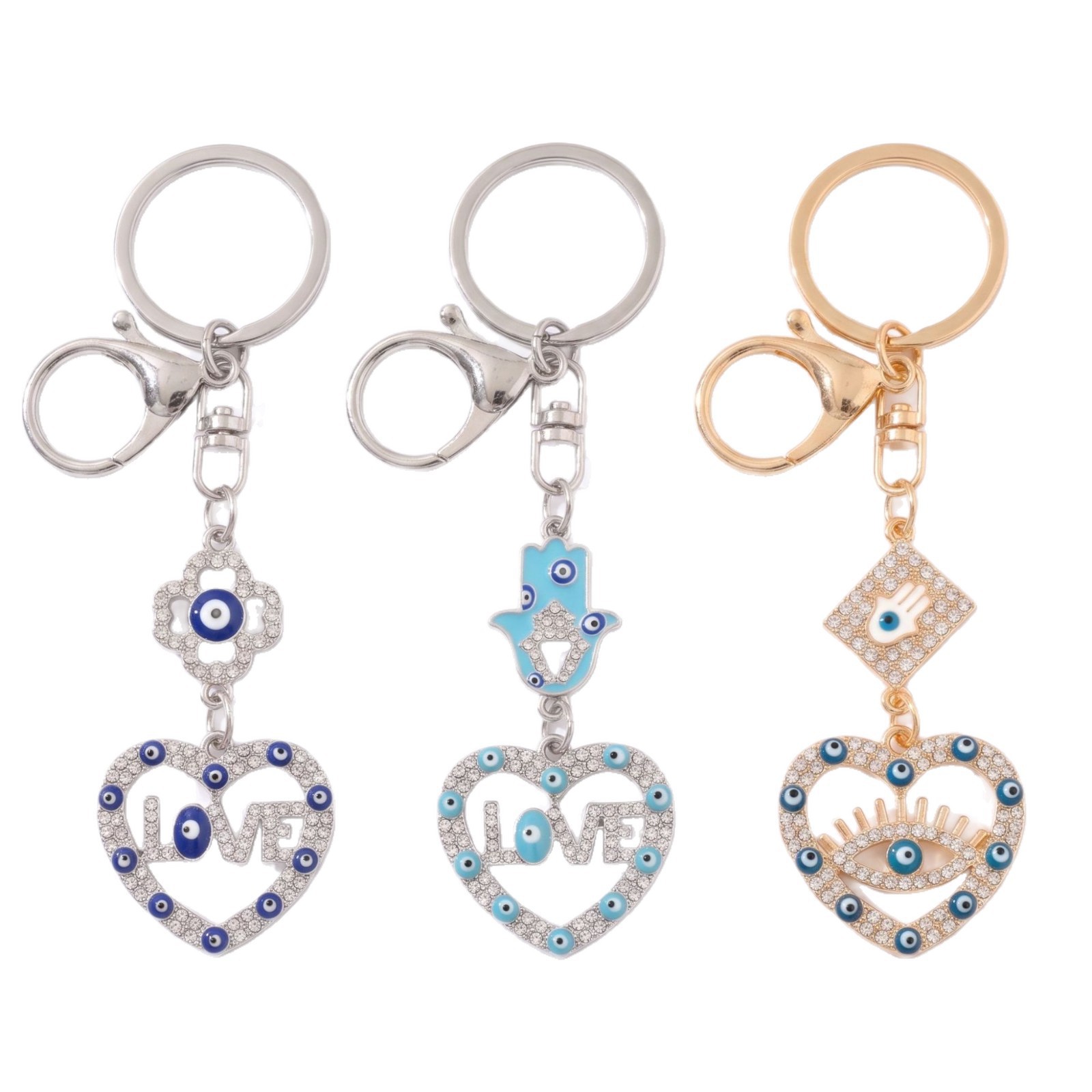 Personalidad europea y americana hueco amor pestañas joyas ojos azules ojos del diablo aleación llavero bolsos colgantes