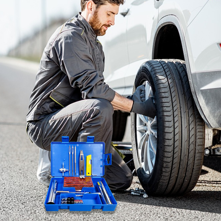 33-Piece Set 58-Piece Set Car Motorcycle Battery Car Vacuum Tire Car Tire Repair Tool Box Emergency Repair