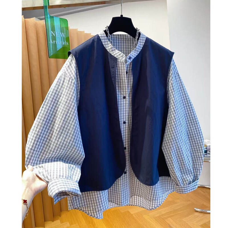 New plaid shirts, loose and stylish, are perfect for layering this year. The trend is for vests and patchwork tops that create a faux two-piece look