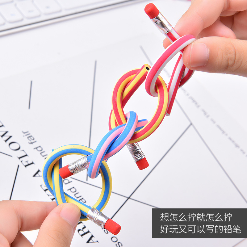 Plegable constantemente largo y corto lápiz suave escritura de los niños constantemente creativo casual curva de flexión pluma Corea del Sur papelería estudiante pequeño regalo