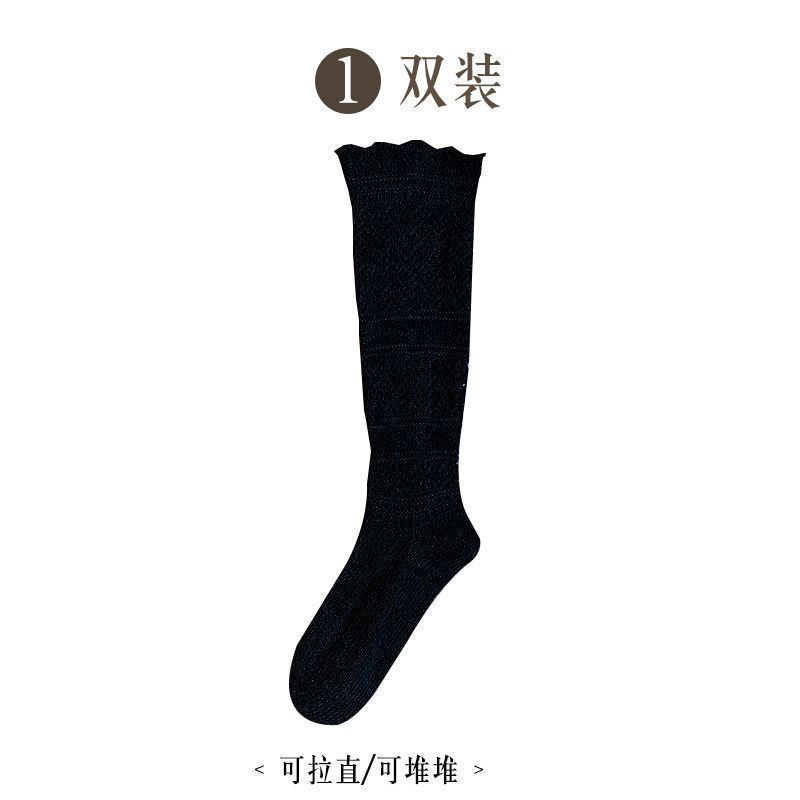 袜子复古棉质镂空针织堆堆袜女小腿袜春秋款松弛设计氛围感长筒袜|undefined