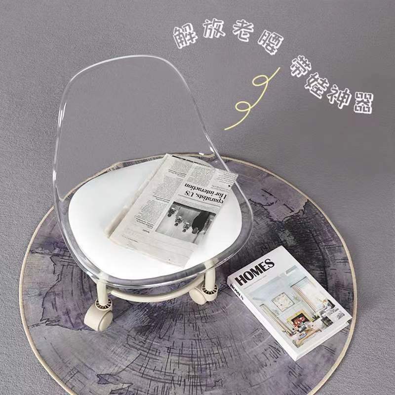 Taburete doméstico pequeño respaldo de ruedas universales banco suave con ruedas red sofá infantil mesa de té silla pequeña polea taburete bajo