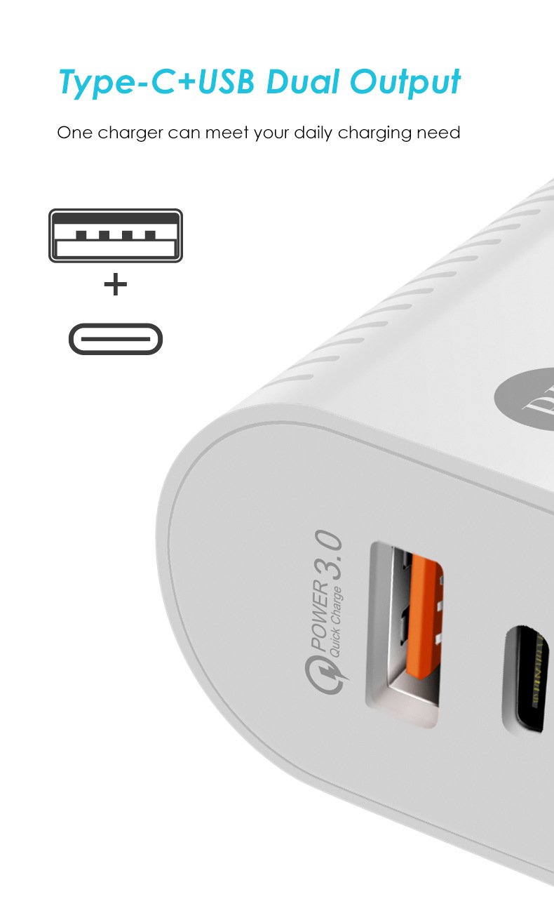 New PD20W mobile phone charger 5V3A type-c PD fast charging head British standard adapter_voghion.com