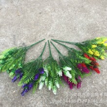 圣诞节仿真植物仿真塑料花绿植松果松塔草5叉松果仿真树厂家批发
