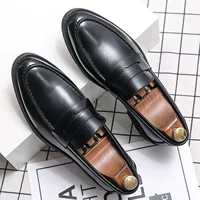 Новые мягкие туфли Bean, мужские, ленивые, с одной педалью, деловые, повседневные, кожаные туфли для езды на работу, туфли для жениха