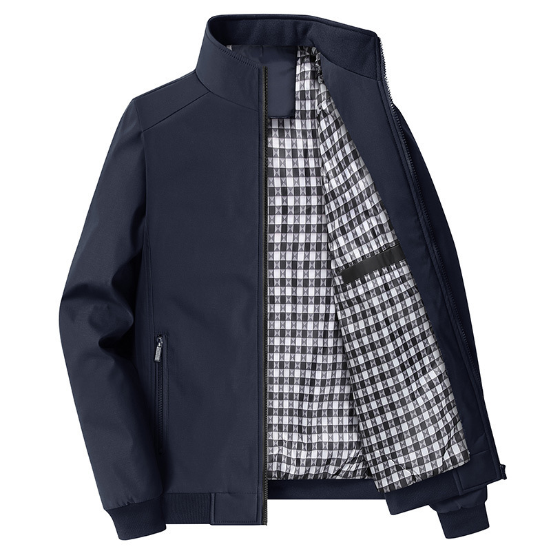 Plus Size Men's Jacket Spring and Autum Plaid Thin Middle-Aged Dad Jacket Casual Large Top