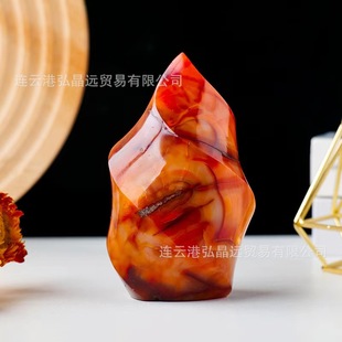 Natural Red Agate Torch Red Agate Flame Ore Specimen Crystal Crafts Home Decoration Ornaments