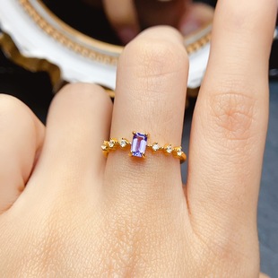 Factory wholesale explosions natural tanzanite ring S925 silver inlaid main stone 3*5 selling Europe and the United States a generation of hair