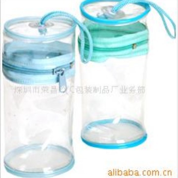 深圳PVC圆桶袋拉链袋透明袋文具收纳袋雨具包装袋 化妆用品专用袋